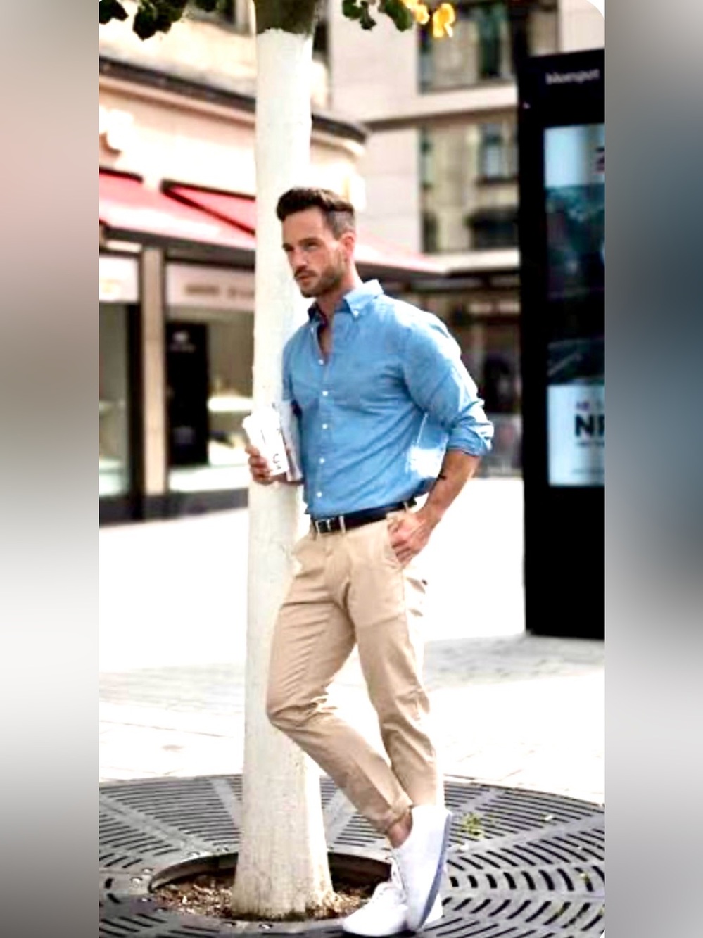 TALLIA Light Blue Men's Dress Shirt